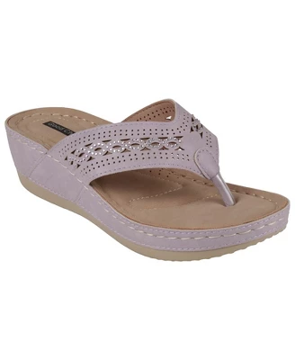 GC Shoes Bari Embellished Perforated Comfort Slide Wedge Sandals 8 GC Shoes Bari Embellished Perforated Comfort Slide Wedge Sandals - Image 6