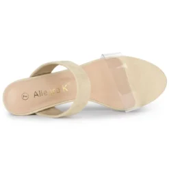 Allegra K Women's Dual Clear Strap Block Heels Slides Sandals -Bearpaw Shoes Shop GUEST 4b2155a4 ab27 42f2 af6f 517db44334e2