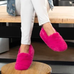Isotoner Women's Shay Faux Fur Slip-on Slippers - Berry Pink -Bearpaw Shoes Shop GUEST 4bb8e08d 1d34 4617 99ae cbdf06fc80a2