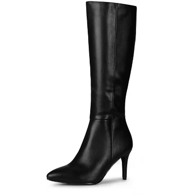 Allegra K Women's Pointed Toe Side Zipper Stiletto Heel Knee High Boots 10 Allegra K Women's Pointed Toe Side Zipper Stiletto Heel Knee High Boots - Image 8