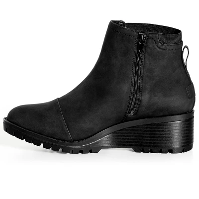 Women's Wide Fit Eden Wedge Ankle Boot - Black | EVANS 5 Women's Wide Fit Eden Wedge Ankle Boot - Black | EVANS - Image 3