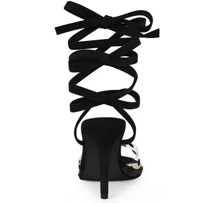 Allegra K Women's Polka Dots Clear Heel Lace Up Stiletto Heels Sandals 5 Allegra K Women's Polka Dots Clear Heel Lace Up Stiletto Heels Sandals - Image 3