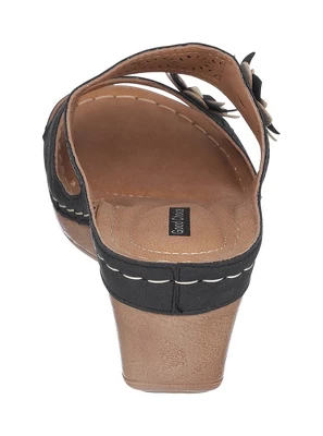 GC Shoes Cie Double Band Perforated Flower Comfort Slide Wedge Sandals 4 GC Shoes Cie Double Band Perforated Flower Comfort Slide Wedge Sandals - Image 2