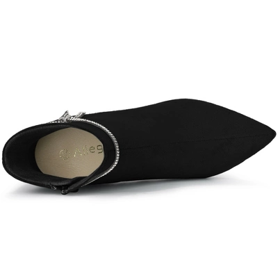 Allegra K Women's Bling Rhinestone Pointed Toe Stiletto Heels Ankle Boots 6 Allegra K Women's Bling Rhinestone Pointed Toe Stiletto Heels Ankle Boots - Image 4