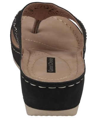 GC Shoes Bari Embellished Perforated Comfort Slide Wedge Sandals 4 GC Shoes Bari Embellished Perforated Comfort Slide Wedge Sandals - Image 2