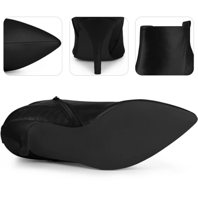 Perphy Women's Back Plaid Pointed Toe Stiletto Heels Ankle Boots 4 Perphy Women's Back Plaid Pointed Toe Stiletto Heels Ankle Boots - Image 2