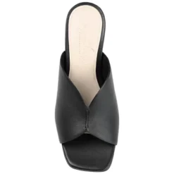 Journee Signature Womens Genuine Leather Karah Slip On Block Heel Open Square Toe Sandals -Bearpaw Shoes Shop GUEST 5314c0f9 2e40 4e59 9362 cf1d28b1a11f