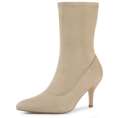 Allegra K Women's Pointy Toe Stretch Sock Stiletto Heels Ankle Boots 10 Allegra K Women's Pointy Toe Stretch Sock Stiletto Heels Ankle Boots - Image 8