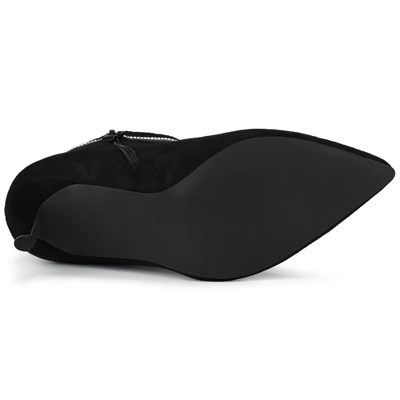 Allegra K Women's Bling Rhinestone Pointed Toe Stiletto Heels Ankle Boots 7 Allegra K Women's Bling Rhinestone Pointed Toe Stiletto Heels Ankle Boots - Image 5