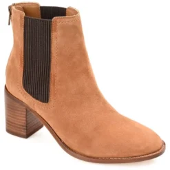 Journee Signature Womens Genuine Leather Tazlyn Round Toe Stacked Chelsea Booties -Bearpaw Shoes Shop GUEST 549407b7 1fac 4149 b7d9 464a9bea04b5