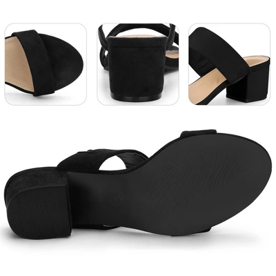 Women's Open Toe Dual Straps Block Heels Slide Sandals 5 Women's Open Toe Dual Straps Block Heels Slide Sandals - Image 3