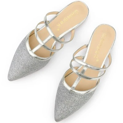 Allegra K Women's Glitter Pointed Toe Flats Mules 13 Allegra K Women's Glitter Pointed Toe Flats Mules - Image 11