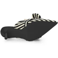 Allegra K Women's Stripe Bow Slip On Stiletto Heel Slides Mules -Bearpaw Shoes Shop GUEST 5731b816 fad9 4df4 8a76 937c071952f3