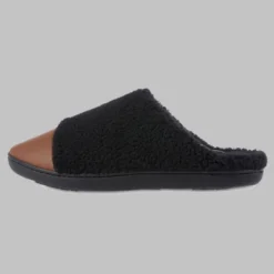 Isotoner Women's Tinsley Vegan Leather & Berber Clog Slippers