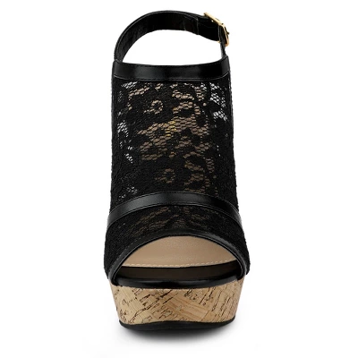 Allegra K Women's Open Toe Platform Heel Lace Wedges Sandals 3 Allegra K Women's Open Toe Platform Heel Lace Wedges Sandals