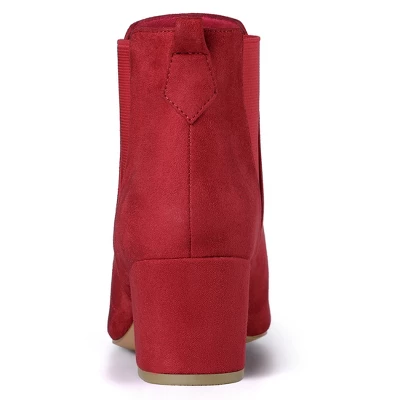Allegra K Women's Pointed Toe Block Heel Ankle Chelsea Boots 4 Allegra K Women's Pointed Toe Block Heel Ankle Chelsea Boots - Image 2