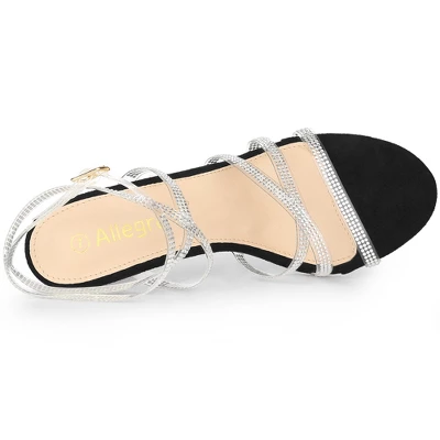 Allegra K Women's Rhinestone Lace Up Stiletto Heels Sandals 5 Allegra K Women's Rhinestone Lace Up Stiletto Heels Sandals - Image 3