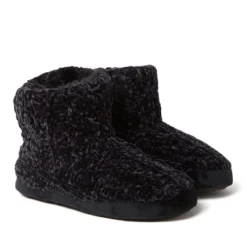 Dearfoams Women's Leah Chenille Cable Bootie Slipper