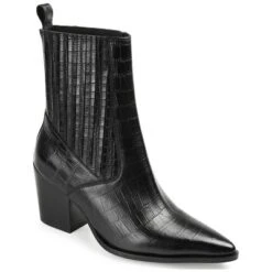 Journee Signature Womens Genuine Leather Markka Pointed Toe Stacked Chelsea Booties -Bearpaw Shoes Shop GUEST 641a6f4c f6c9 483d baa8 3e79af9b8c3f