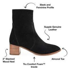 Journee Signature Womens Genuine Leather Airly Almond Toe Stacked Ankle Booties -Bearpaw Shoes Shop GUEST 675bff4d 6126 41dd 883f 88aaa0b7c2bb