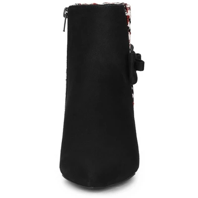 Allegra K Women's Plaid Pointed Toe Block Heels Ankle Boots 5 Allegra K Women's Plaid Pointed Toe Block Heels Ankle Boots - Image 3