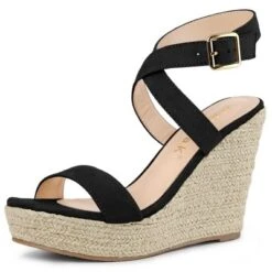 Allegra K Women's Slingback Crisscross Espadrille Wedges Heel Sandals -Bearpaw Shoes Shop GUEST 6e6b99de 6653 4472 ad95 694c45abe763