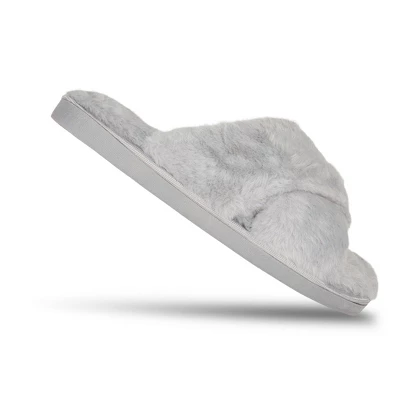 Jessica Simpson Womens Cross Band Plush Slide Slipper Slide 6 Jessica Simpson Womens Cross Band Plush Slide Slipper Slide - Image 4