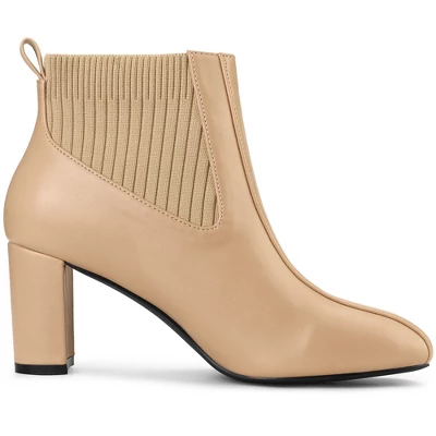 Allegra K Women's Square Toe Block Heels Chelsea Boots 8 Allegra K Women's Square Toe Block Heels Chelsea Boots - Image 6