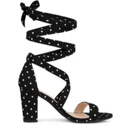 Allegra K Women's Polka Dots Lace Up Chunky Heels Sandals -Bearpaw Shoes Shop GUEST 72eaf583 4ba7 430d bcfd 3b5e9d7e36cd