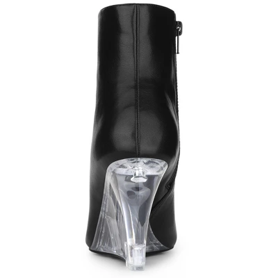 Allegra K Women's Pointed Toe Clear Wedge Heels Ankle Boots 4 Allegra K Women's Pointed Toe Clear Wedge Heels Ankle Boots - Image 2