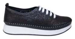 Cools 21 Sarto Perforated Memory Foam Leather Lace Up Sneakers