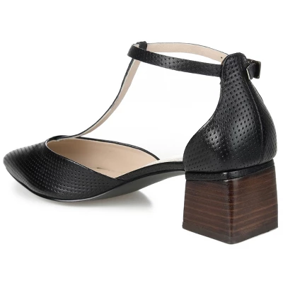 Journee Signature Womens Genuine Leather Cameela Buckle Low Stacked Heel Almond Toe Pumps 8 Journee Signature Womens Genuine Leather Cameela Buckle Low Stacked Heel Almond Toe Pumps - Image 6