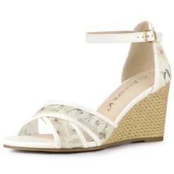 Allegra K Women's Floral Lace Mesh Wedges Sandals -Bearpaw Shoes Shop GUEST 75dbd9d5 c912 4fdb 91cb 7dbce013d085