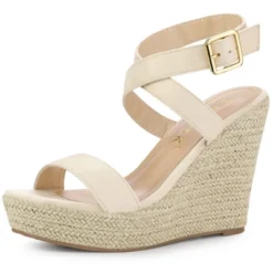 Allegra K Women's Slingback Crisscross Espadrille Wedges Heel Sandals -Bearpaw Shoes Shop GUEST 79514155 d9f1 4599 8771 914d259bb40c
