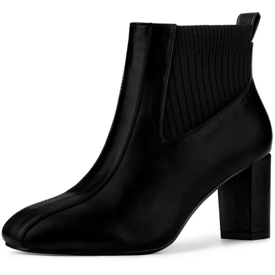 Allegra K Women's Square Toe Block Heels Chelsea Boots 10 Allegra K Women's Square Toe Block Heels Chelsea Boots - Image 8