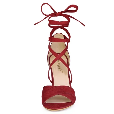 Allegra K Women's Crisscross Front Block Heeled Lace Up Sandals 3 Allegra K Women's Crisscross Front Block Heeled Lace Up Sandals