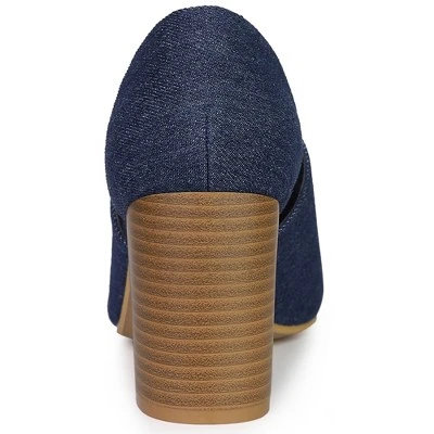 Perphy Denim Open Toe Chunky Heels Slide Sandals 4 Perphy Denim Open Toe Chunky Heels Slide Sandals - Image 2