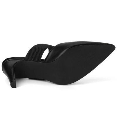 Allegra K Women's Pointed Toe Elastic Strap Stiletto Heels Mules 7 Allegra K Women's Pointed Toe Elastic Strap Stiletto Heels Mules - Image 5