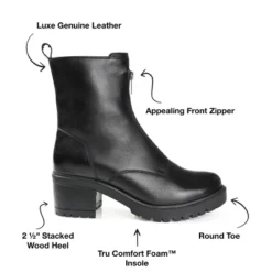 Journee Signature Womens Genuine Leather Norrah Round Toe Stacked Combat Booties -Bearpaw Shoes Shop GUEST 7dbf7959 587e 45fa a958 99a2efff9ebb