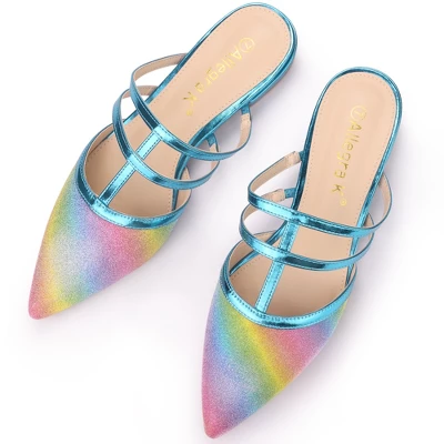 Allegra K Women's Glitter Pointed Toe Flats Mules 10 Allegra K Women's Glitter Pointed Toe Flats Mules - Image 8