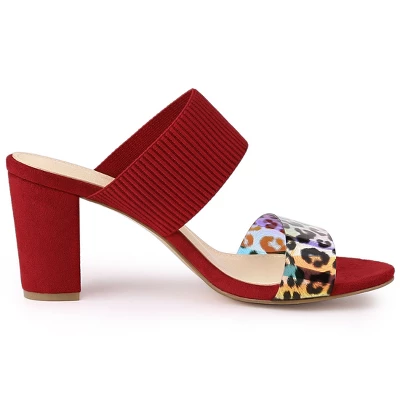 Allegra K Women's Leopard Printed Block Heeled Slide Sandals 6 Allegra K Women's Leopard Printed Block Heeled Slide Sandals - Image 4