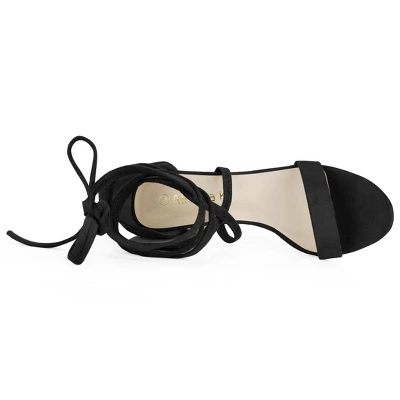 Allegra K Women's Open Toe Lace Up Mid Chunky Heeled Sandals 5 Allegra K Women's Open Toe Lace Up Mid Chunky Heeled Sandals - Image 3