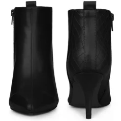 Perphy Women's Back Plaid Pointed Toe Stiletto Heels Ankle Boots