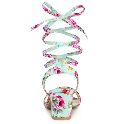 Allegra K Women's Block Heel Lace Up Heel Sandals 4 Allegra K Women's Block Heel Lace Up Heel Sandals - Image 2