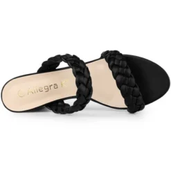 Allegra K Women's Braided Heeled Slip On Chunky Heel Slide Sandals -Bearpaw Shoes Shop GUEST 88104f21 5ee5 4e8b b1cd 03c59d2761c9