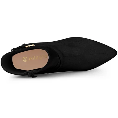 Allegra K Women's Pointy Toe Buckle Cross Straps Stiletto Heel Ankle Boots 6 Allegra K Women's Pointy Toe Buckle Cross Straps Stiletto Heel Ankle Boots - Image 4