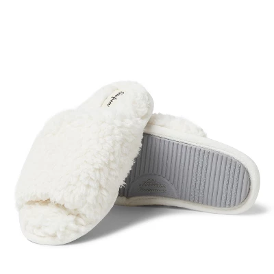 Dearfoams Womens Lane Teddy Slide Slippers 3 Dearfoams Womens Lane Teddy Slide Slippers