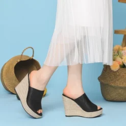 Perphy Open Toe Espadrille Wedge Heel Platform Slide Sandal For Women