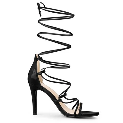 Allegra K Women's Strappy Straps Lace Up Stiletto Heel Sandals 7 Allegra K Women's Strappy Straps Lace Up Stiletto Heel Sandals - Image 5