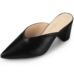 Allegra K Women's Pointed Toe Chunky Heels Slides Mules -Bearpaw Shoes Shop GUEST 939275d2 e36d 49fa b972 2feeb4135c33